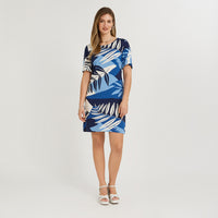 Vestido Corto Estampado Azul