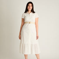 Vestido Maxi Blanco No Elasticado Con Forro Calce Normal