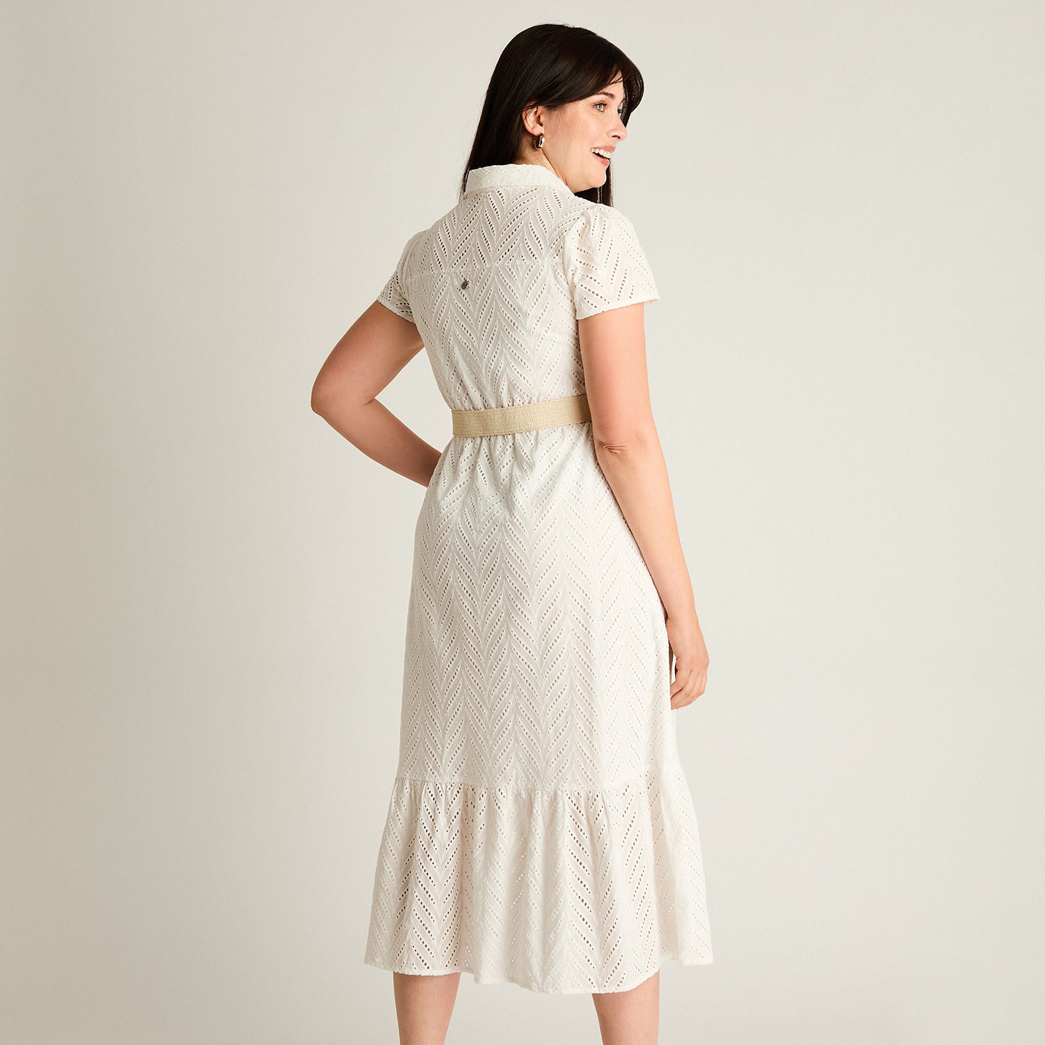 Vestido Maxi Blanco No Elasticado Con Forro Calce Normal