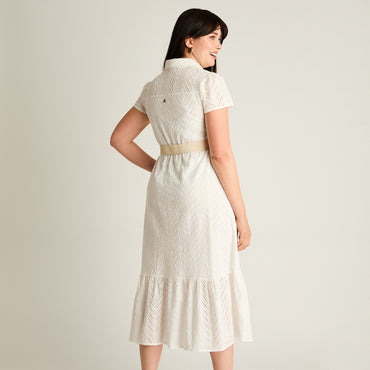 Vestido Maxi Blanco No Elasticado Con Forro Calce Normal