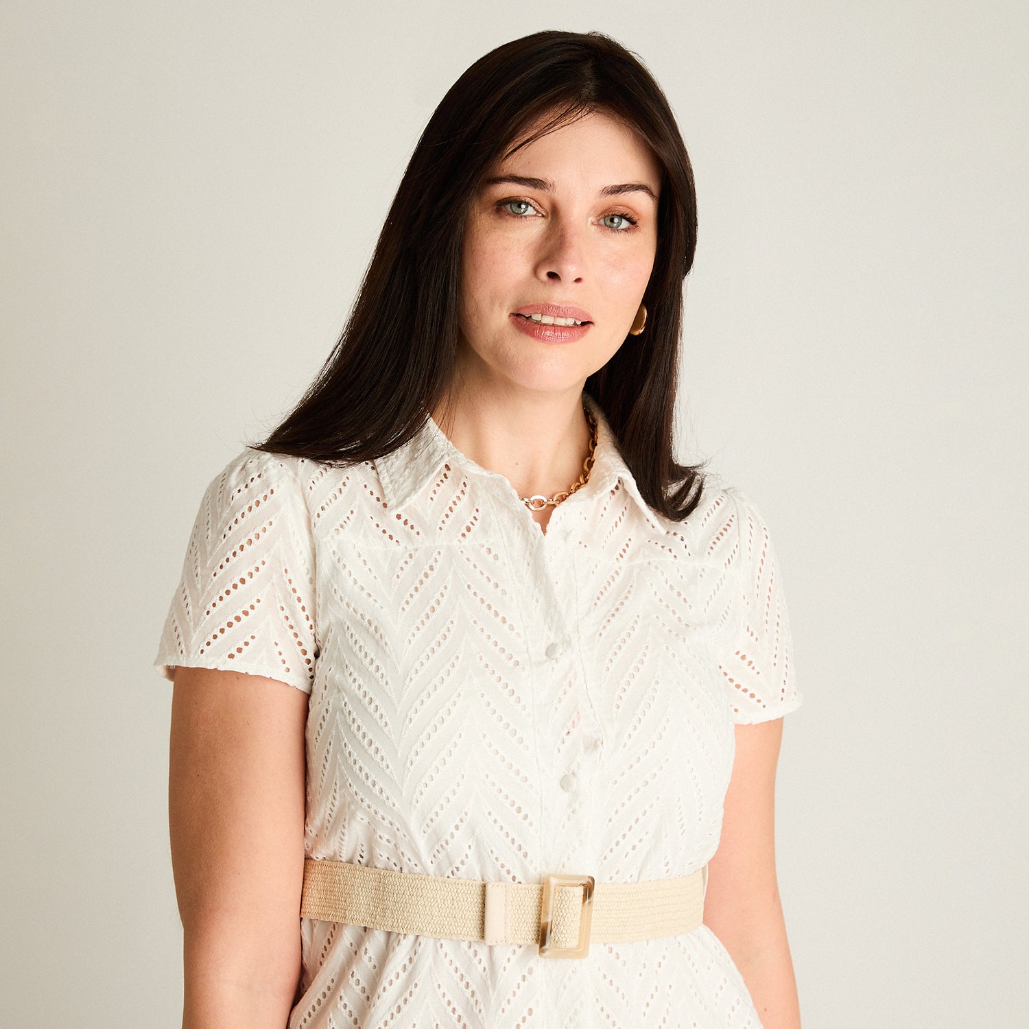 Vestido Maxi Blanco No Elasticado Con Forro Calce Normal