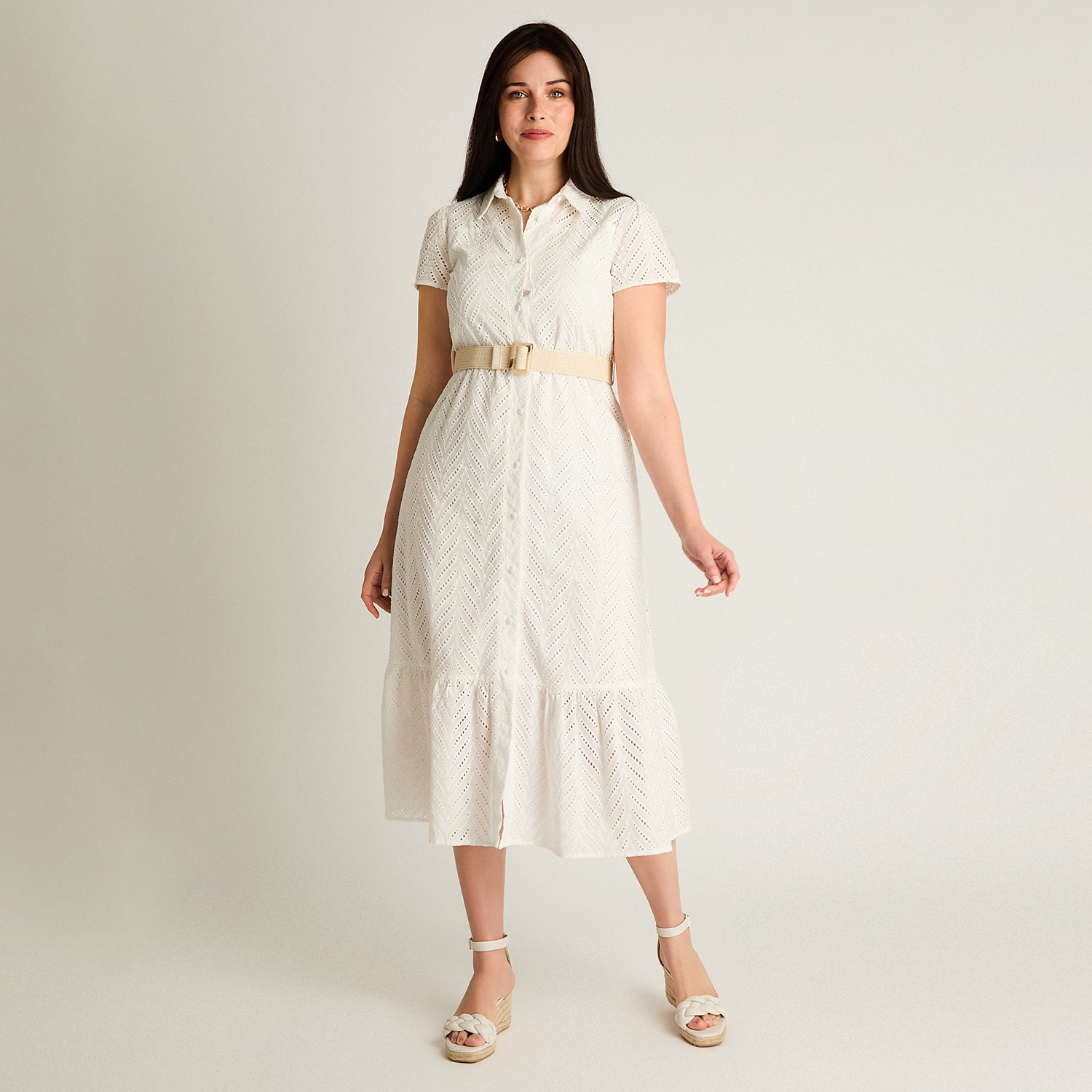 Vestido Maxi Blanco No Elasticado Con Forro Calce Normal