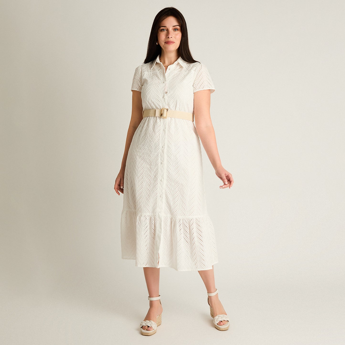 Vestido Maxi Blanco No Elasticado Con Forro Calce Normal