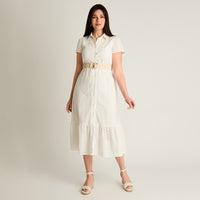 Vestido Maxi Blanco No Elasticado Con Forro Calce Normal