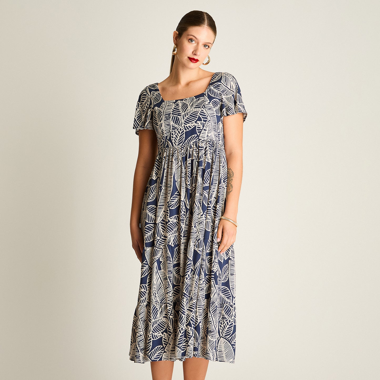 Vestido Maxi Azul Sin Forro Calce Normal