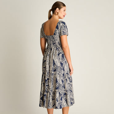 Vestido Maxi Azul Sin Forro Calce Normal