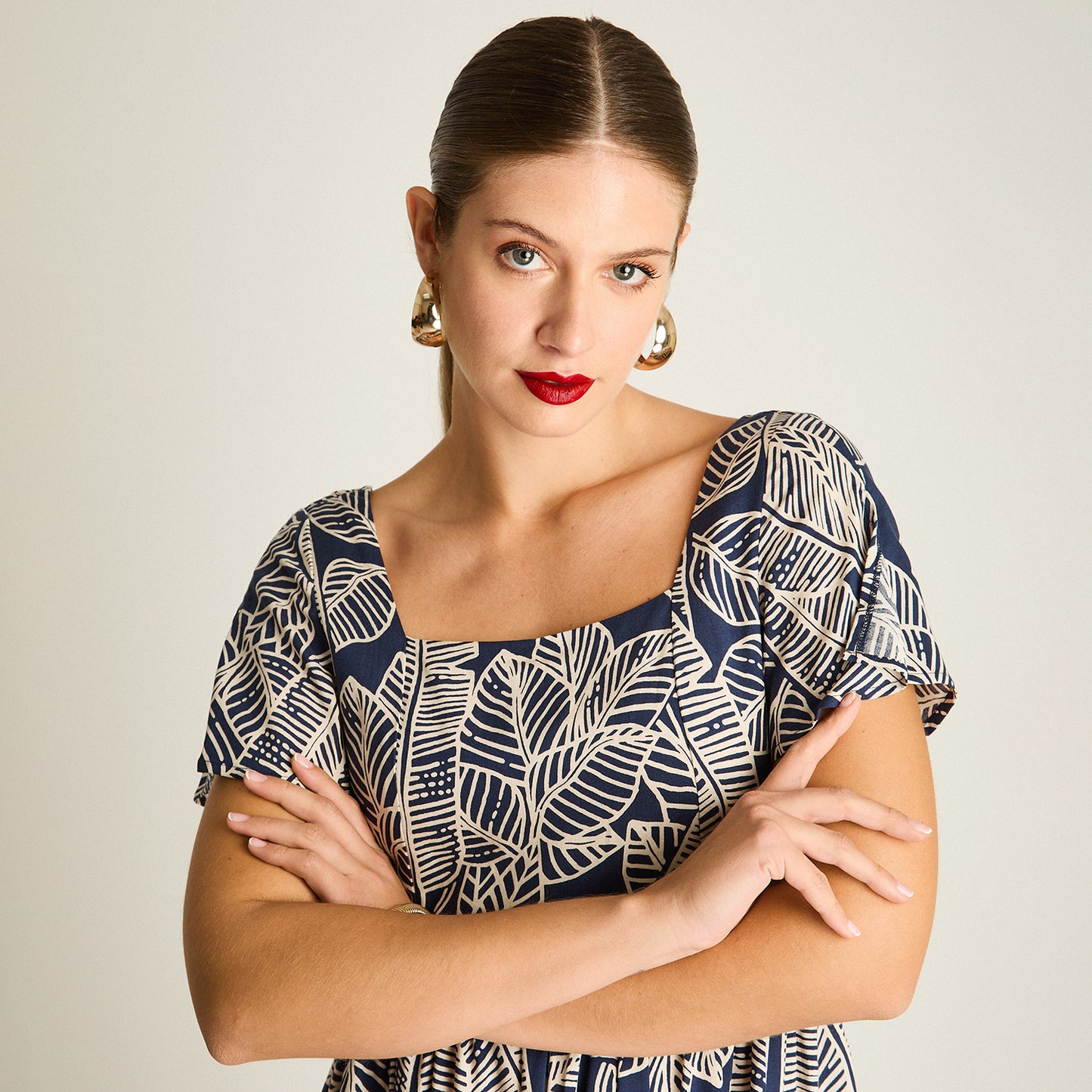 Vestido Maxi Azul Sin Forro Calce Normal