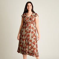 Vestido Maxi Naranjo Muy elasticado Con Forro Calce Normal