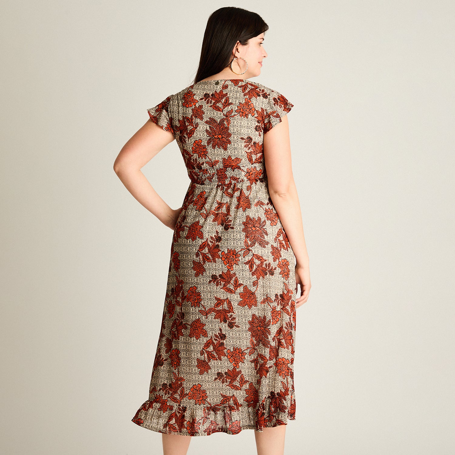 Vestido Maxi Naranjo Muy elasticado Con Forro Calce Normal