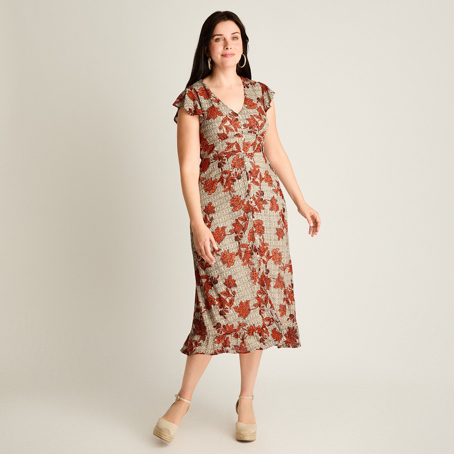 Vestido Maxi Naranjo Muy elasticado Con Forro Calce Normal