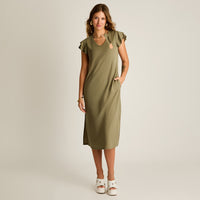 Vestido Maxi Verde Baja elasticidad Sin Forro Calce Ajustado