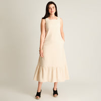 Vestido Maxi Arena No Elasticado Sin Forro Calce Holgado