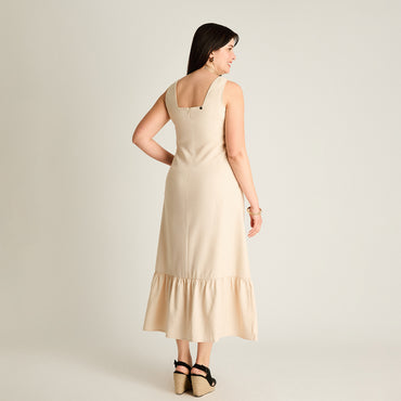 Vestido Maxi Arena No Elasticado Sin Forro Calce Holgado