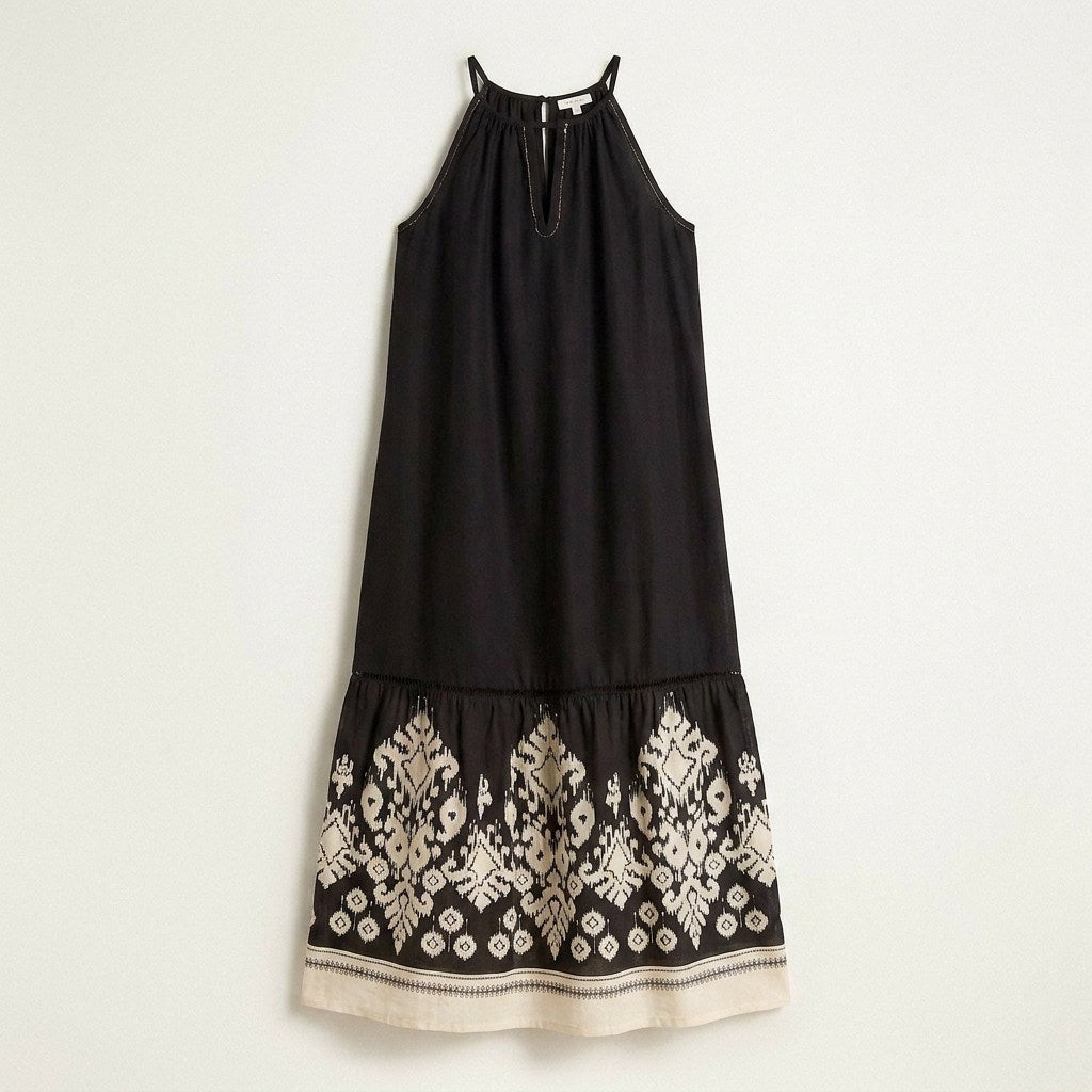 Vestido Maxi Negro No Elastizado Calce Holgado en plano