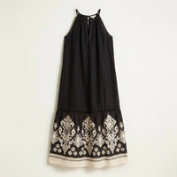 Vestido Maxi Negro No Elastizado Calce Holgado en plano