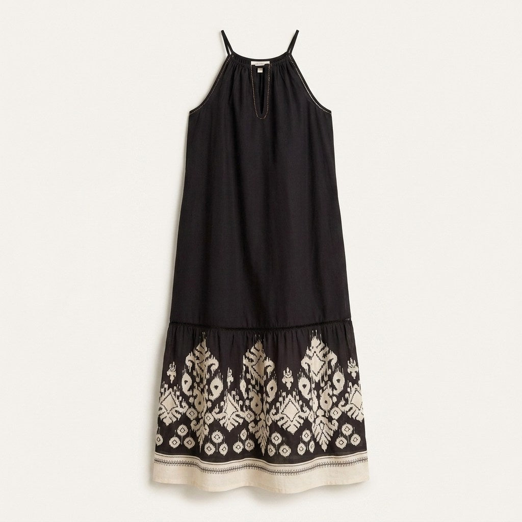 Vestido Maxi Negro No Elastizado Calce Holgado en plano