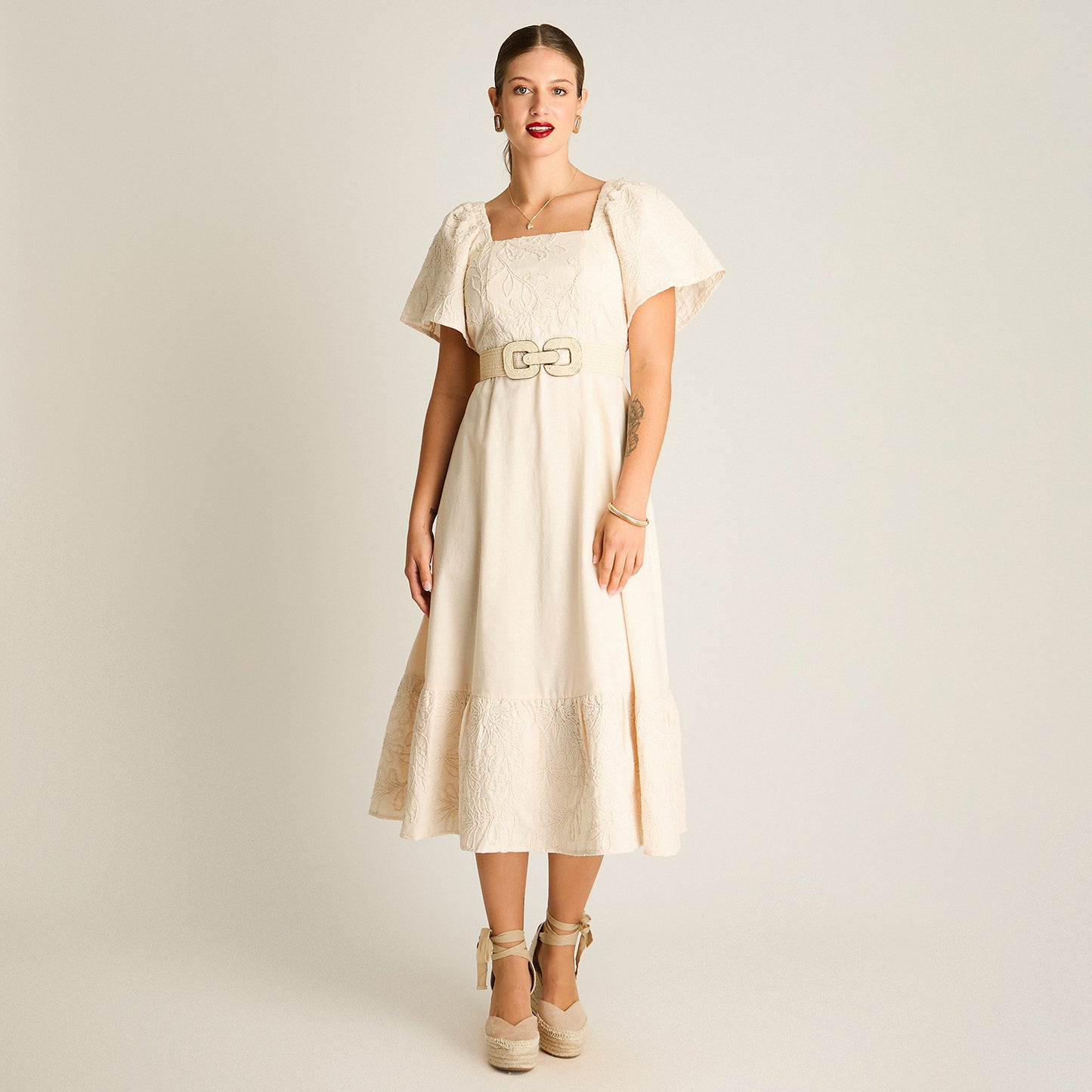 Vestido Maxi Arena Maxi Elasticidad Nula Sin Forro Calce Normal Tela Plano