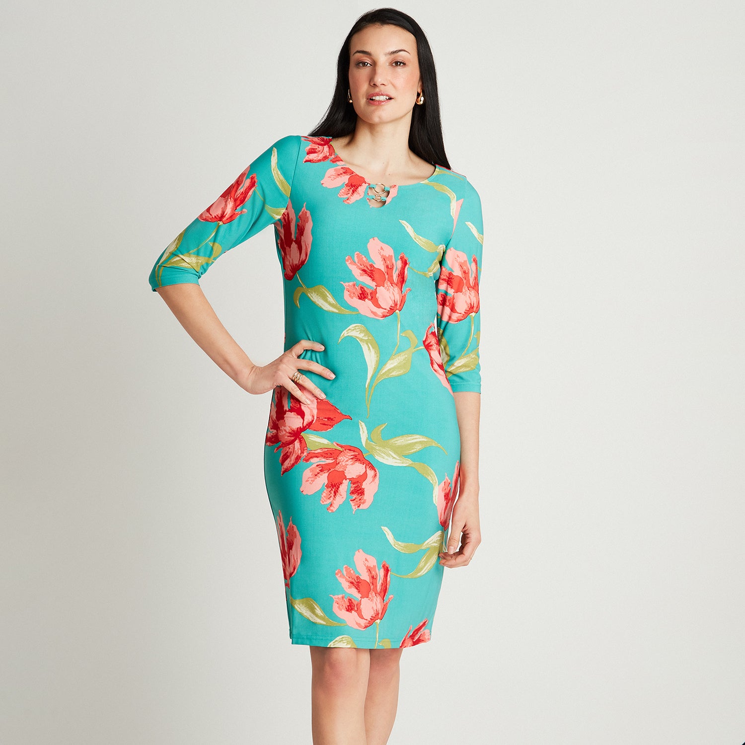Vestido Verde Midi Manga 3/4 - Lorenzo di Pontti