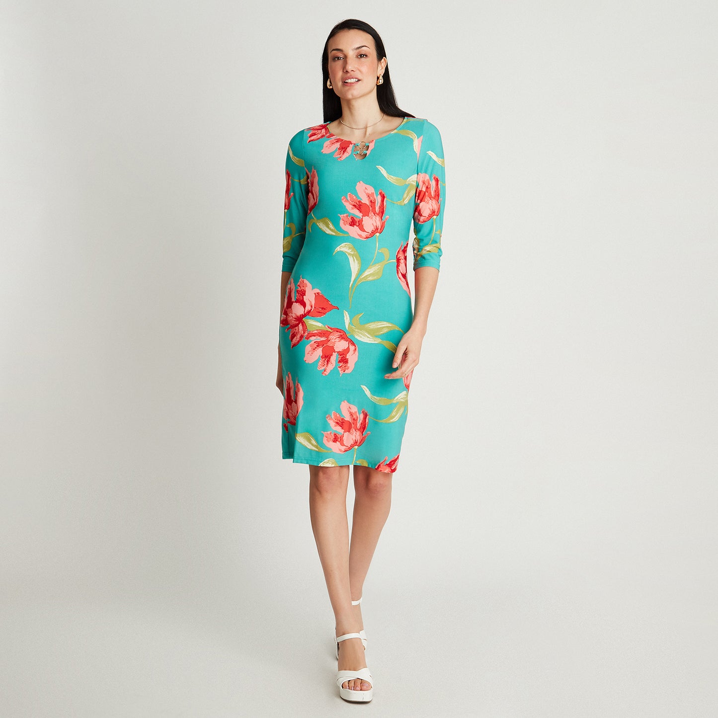 Vestido Verde Midi Manga 3/4 - Lorenzo di Pontti