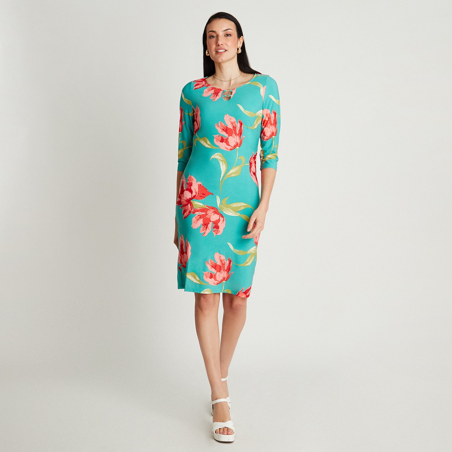 Vestido Verde Midi Manga 3/4 - Lorenzo di Pontti