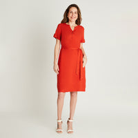 Vestido Maxi Naranjo Manga Corta Cuello Mao Lorenzo di Pontti