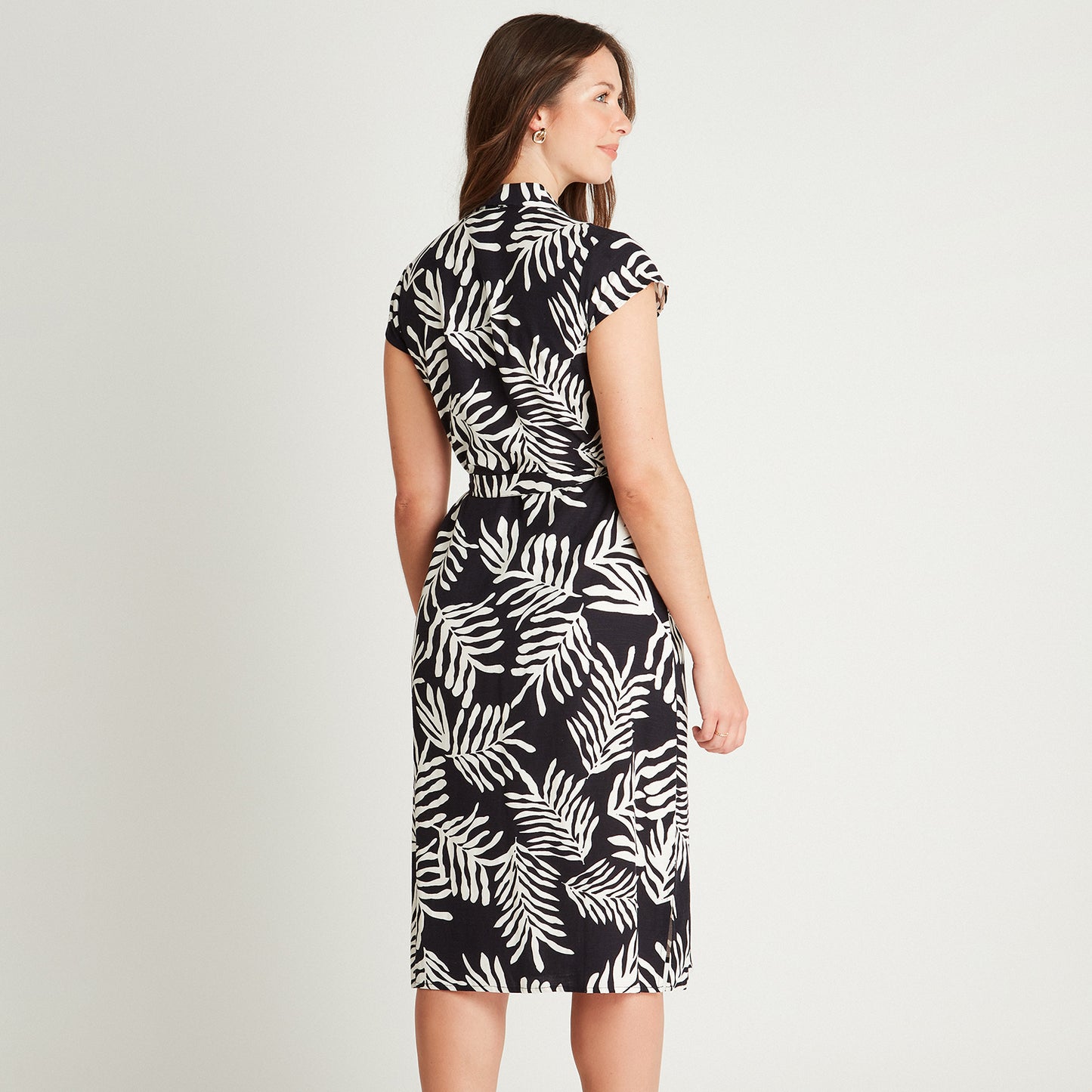 Vestido Maxi Azul Manga Corta Estampado Cuello Camisero Lorenzo di Pontti