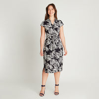 Vestido Maxi Azul Manga Corta Estampado Cuello Camisero Lorenzo di Pontti