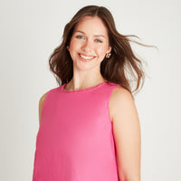 Vestido Midi Fucsia Sin Manga Cuello Redondo Lorenzo di Pontti