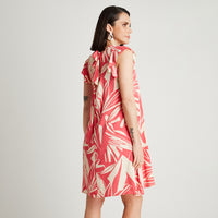 Vestido Corto Coral Manga Corta Estampado Cuello Redondo Curvi
