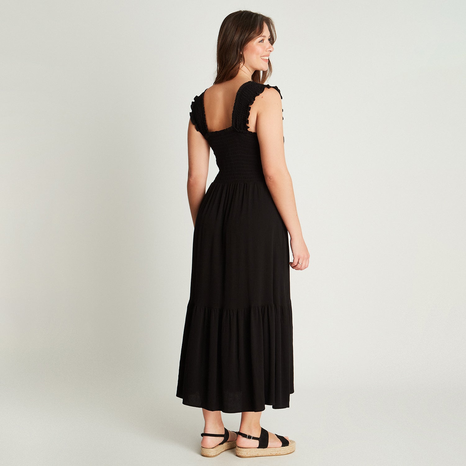 Vestido Maxi Negro Sin Manga Tirantes Curvi