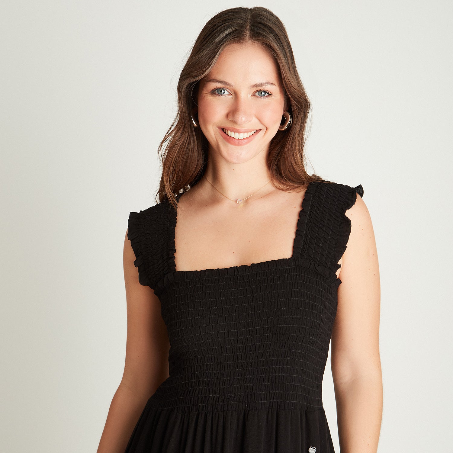 Vestido Maxi Negro Sin Manga Tirantes Curvi