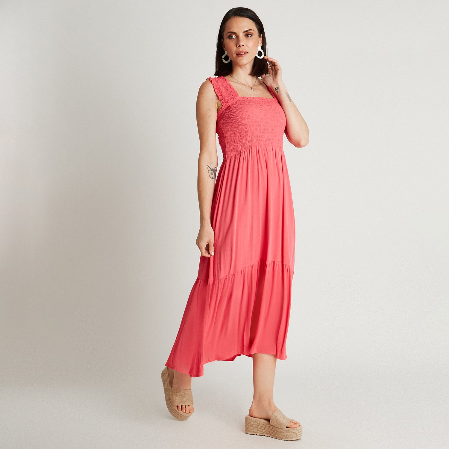 Vestido Maxi Coral Sin Manga Tirantes Curvi