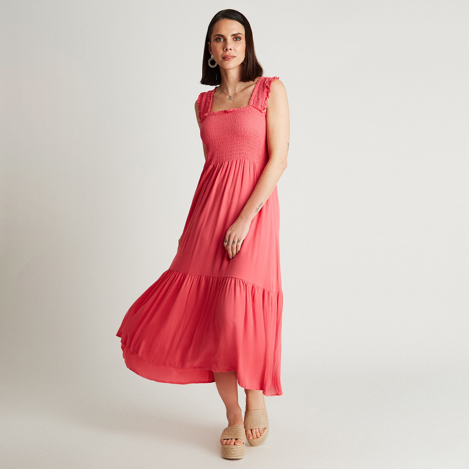 Vestido Maxi Coral Sin Manga Tirantes Curvi