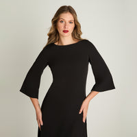 Vestido Manga 3/4 Escote V Negro Lorenzo Di Pontti