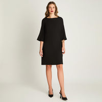 Vestido Manga 3/4 Escote V Negro Lorenzo Di Pontti
