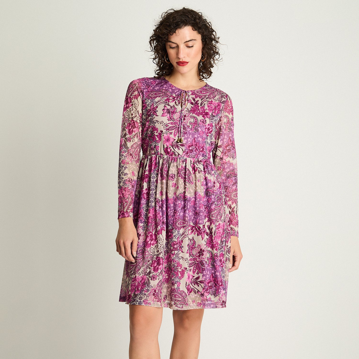 Vestido Print Mesh Magenta Curvi