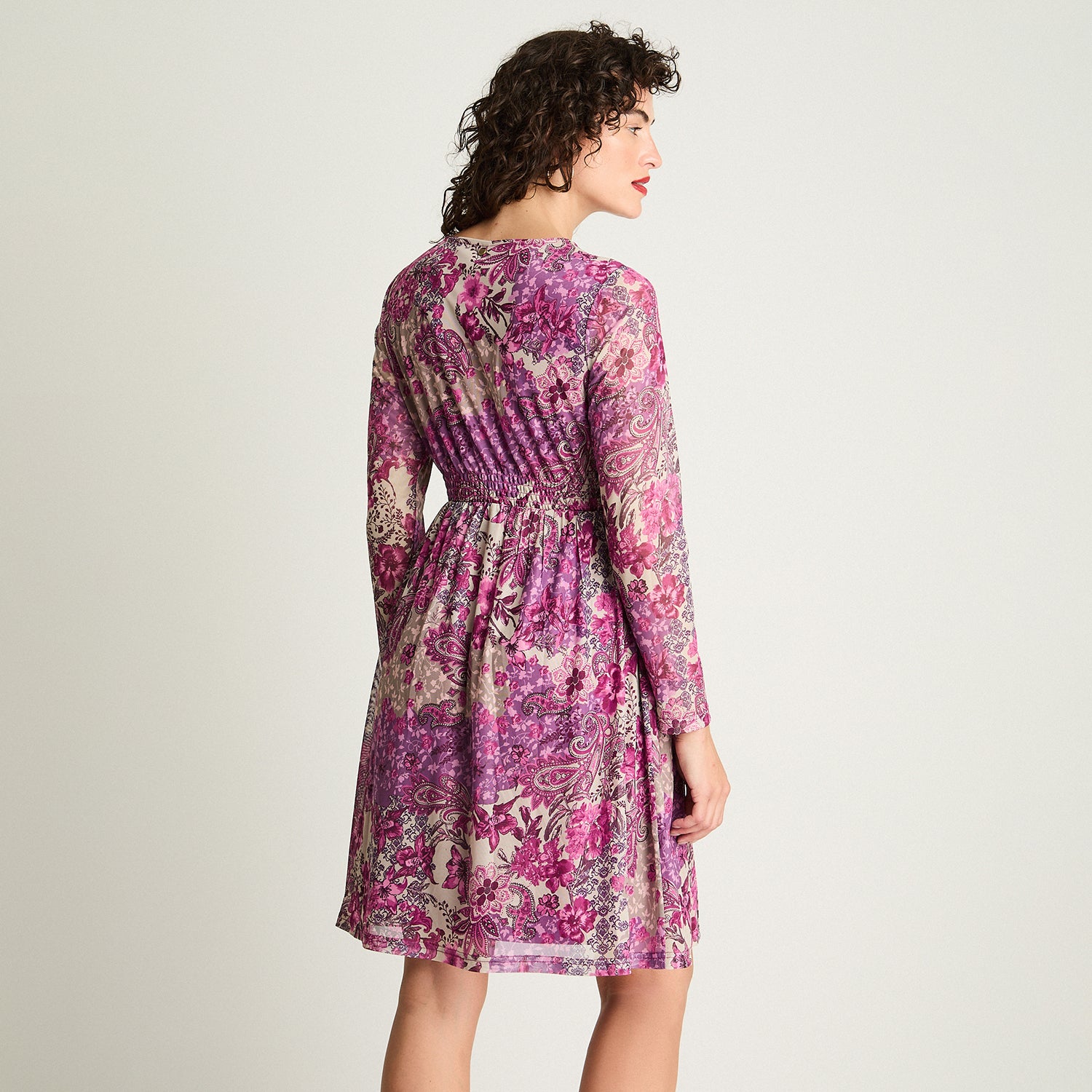 Vestido Print Mesh Magenta Curvi