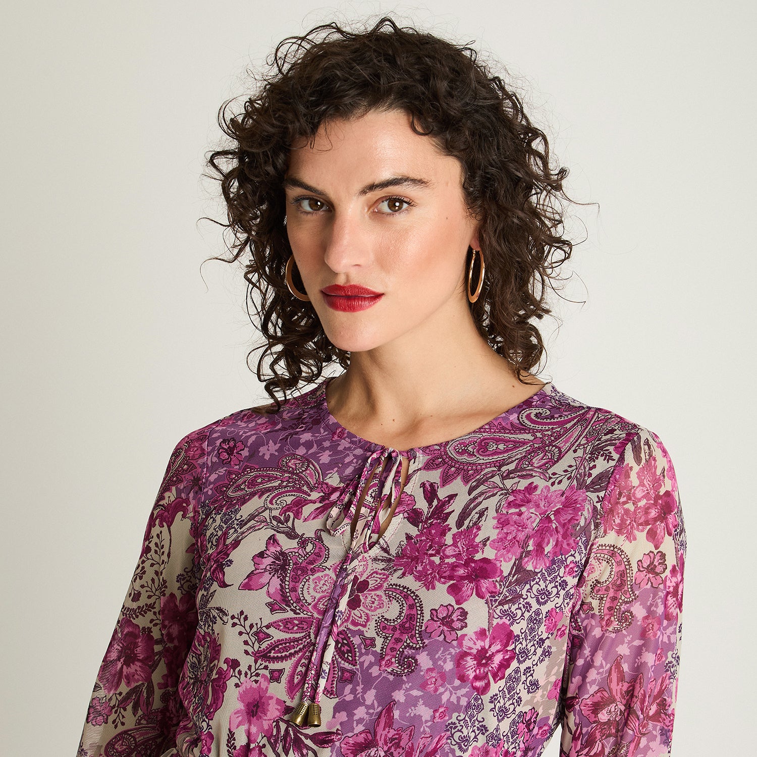Vestido Print Mesh Magenta Curvi