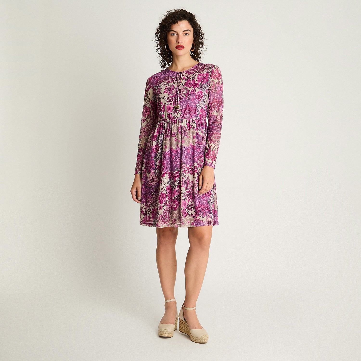 Vestido Print Mesh Magenta Curvi