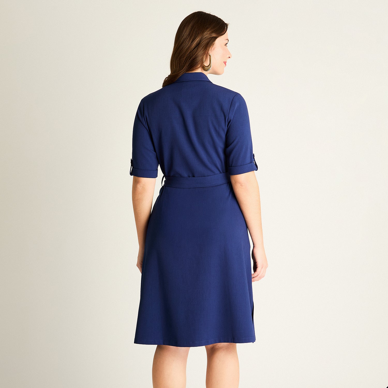 Vestido Midi Azul Camisero