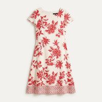 Vestido Midi Rojo Estampado Floral con Detalle en Ruedo en plano