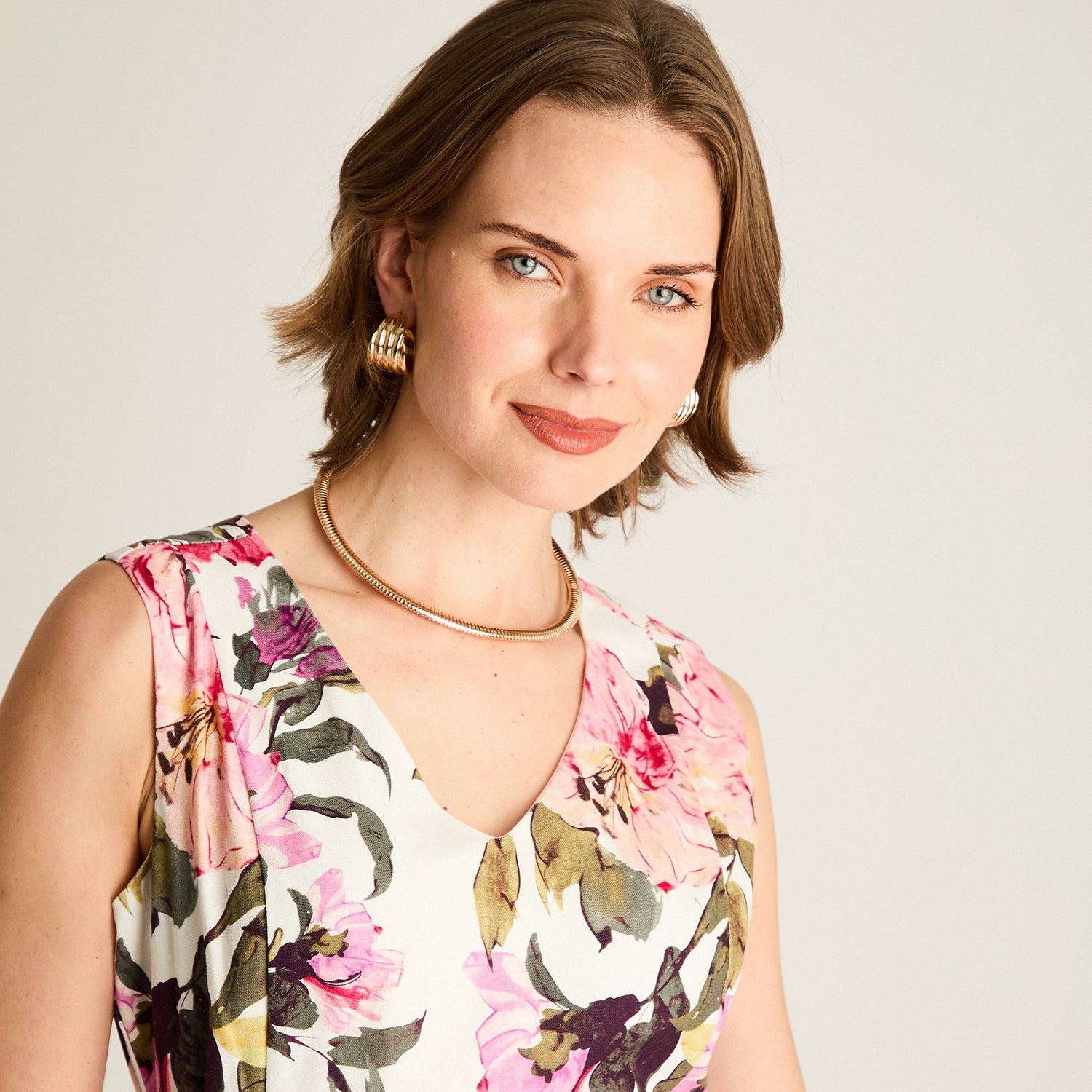 Vestido Midi Crudo con Estampa Floral