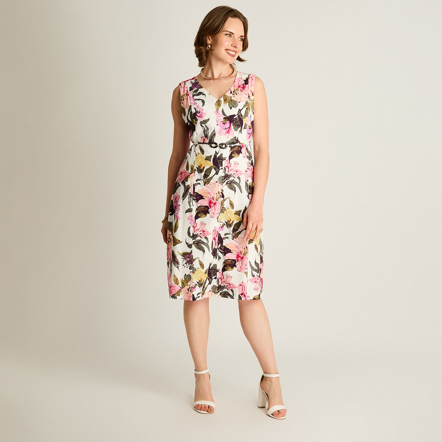 Vestido Midi Crudo con Estampa Floral