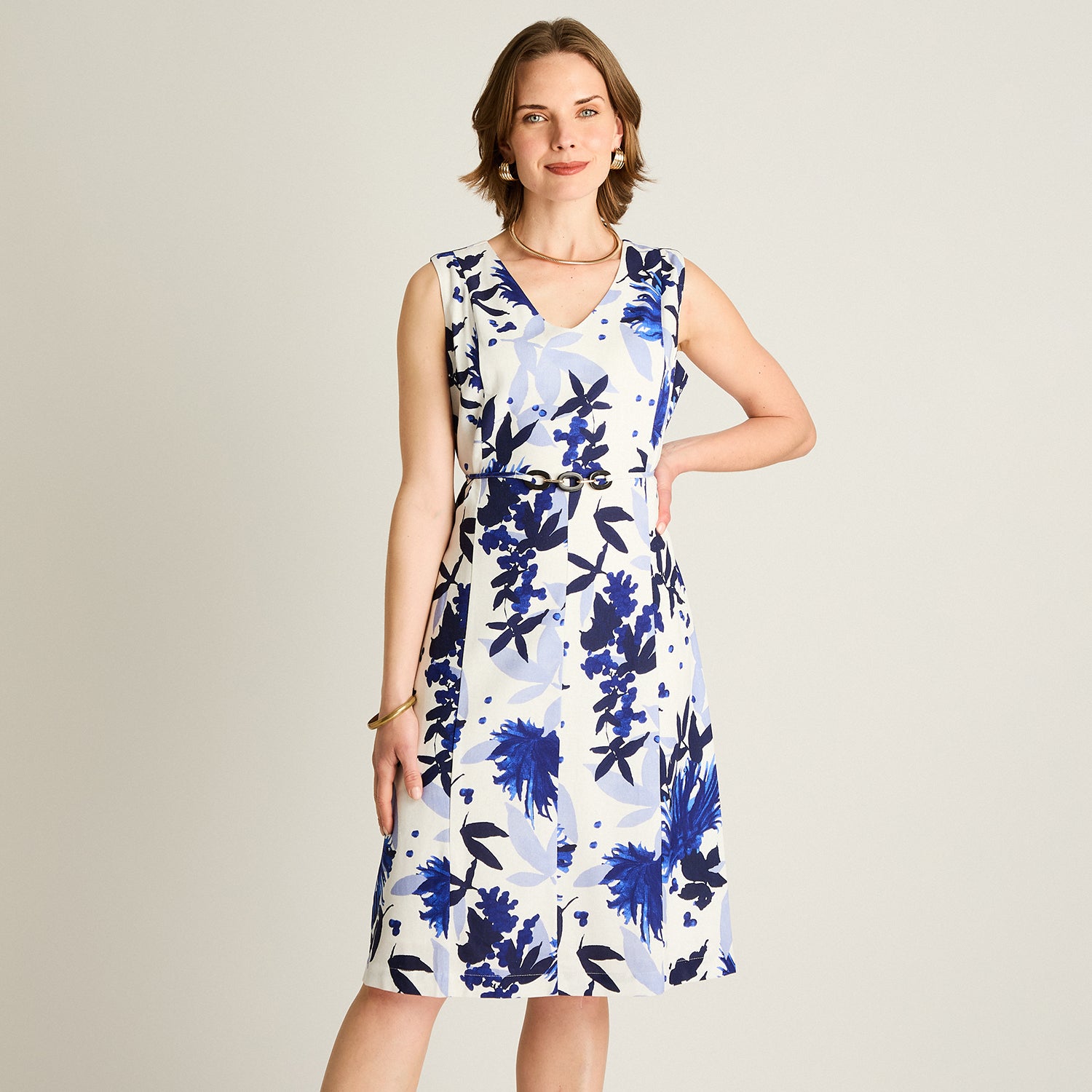 Vestido Midi Azul Floreado