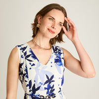 Vestido Midi Azul Floreado