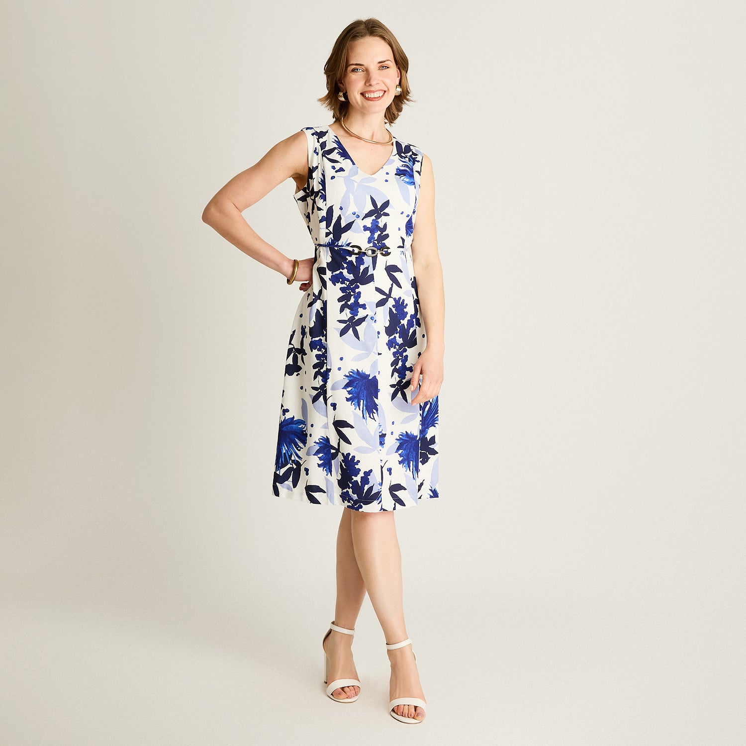 Vestido Midi Azul Floreado