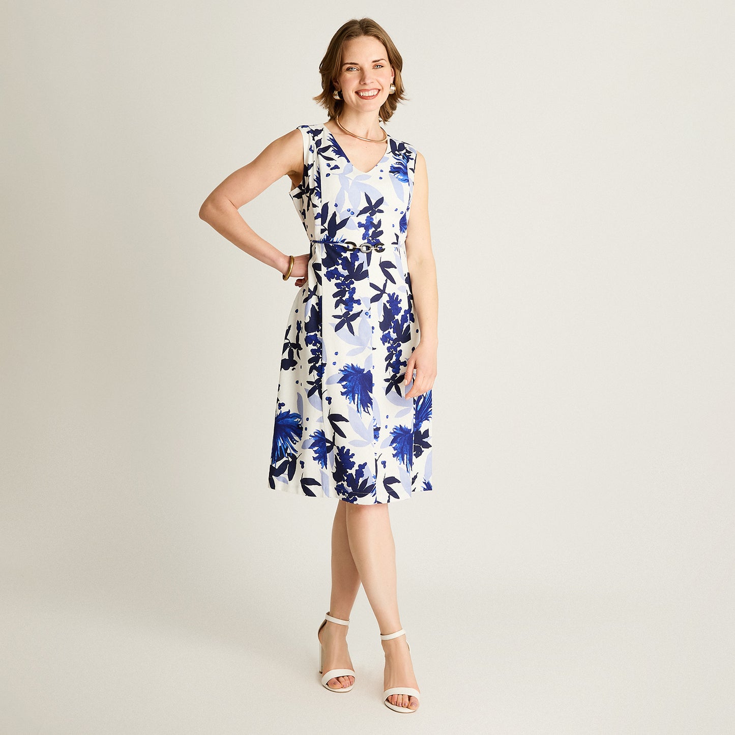 Vestido Midi Azul Floreado