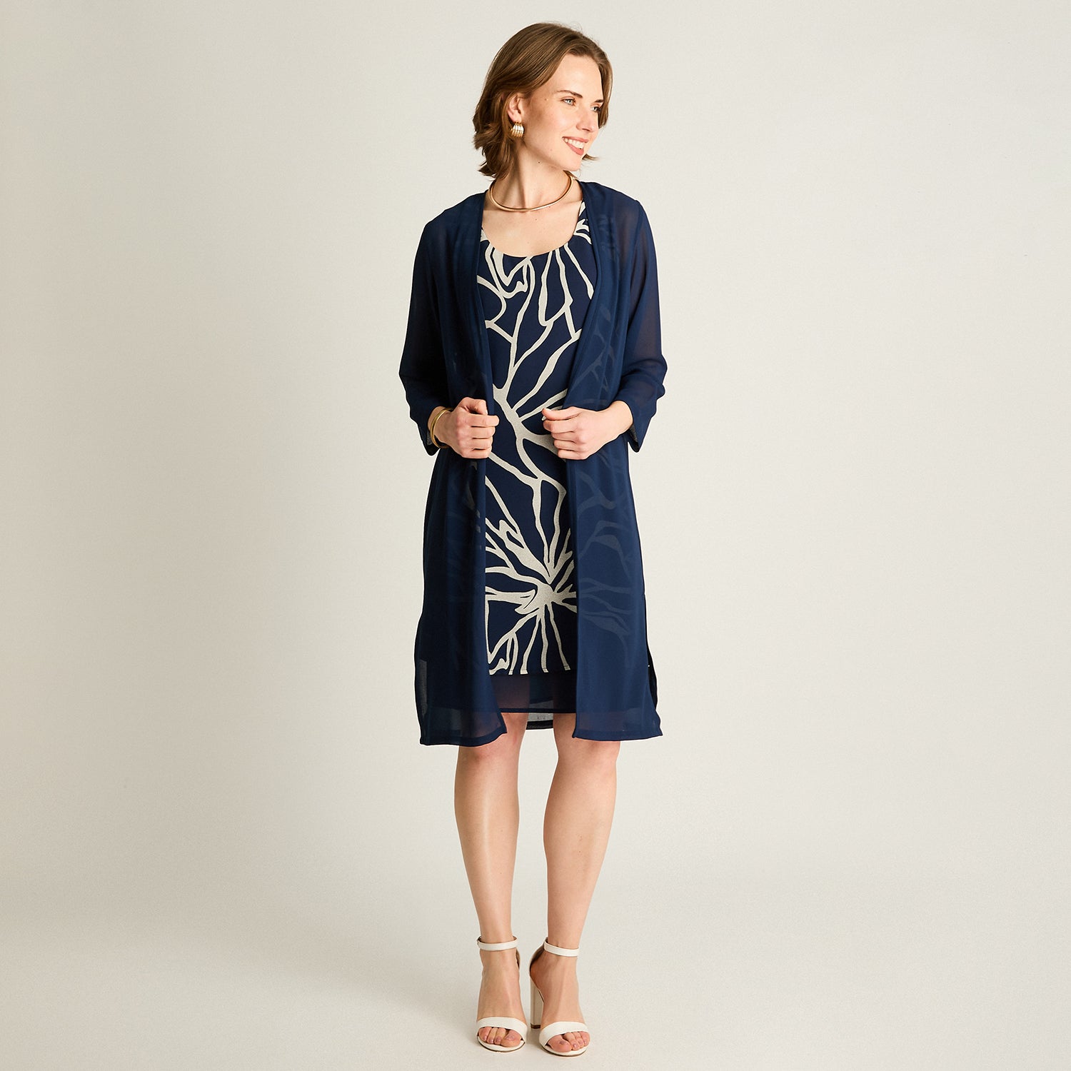 Vestido Midi Azul con Contraste