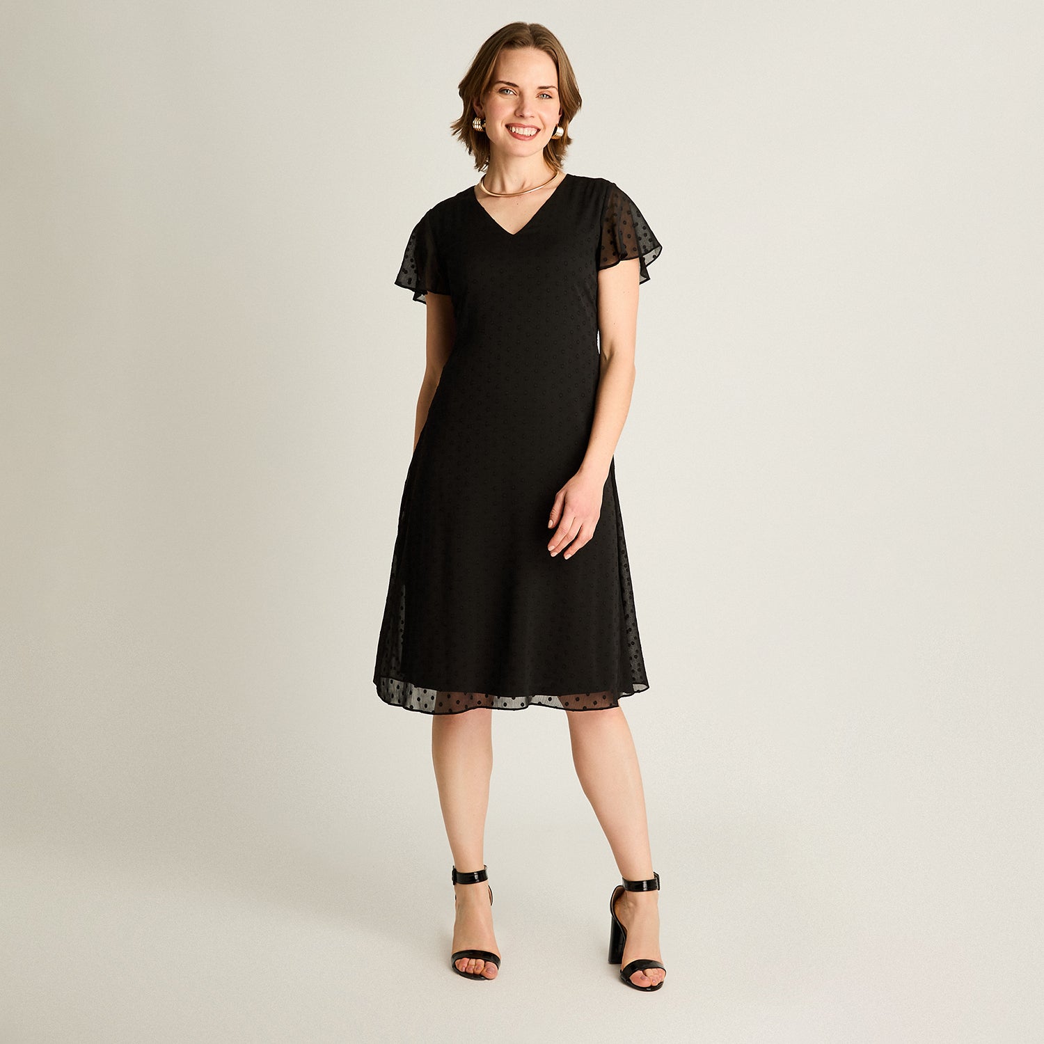 Vestido Midi Negro Con Forro