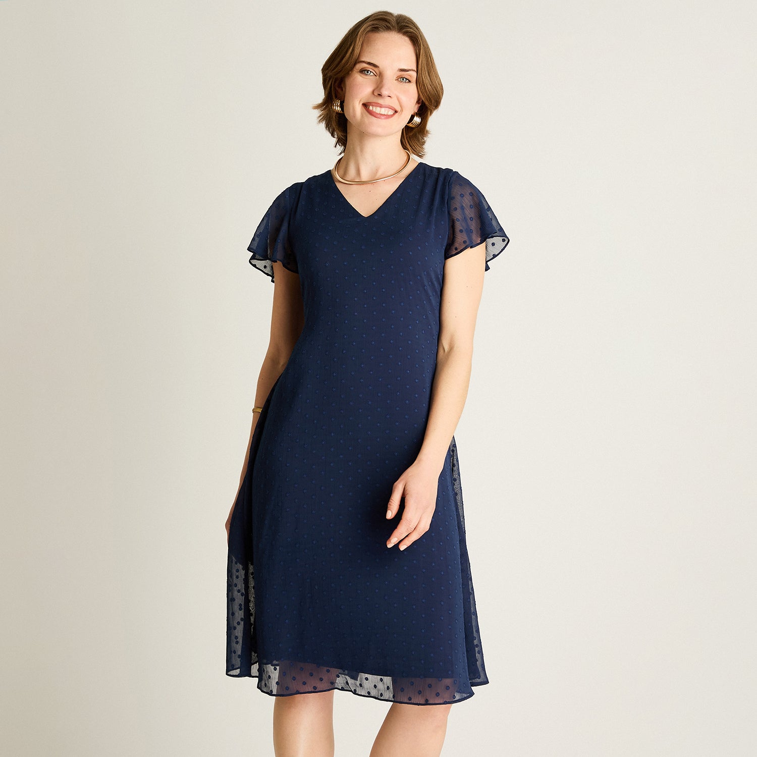 Vestido Midi Azul Con Forro